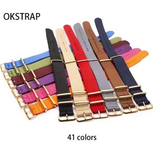 Durable Breathable Military Quality Watch Straps for NATO Style Wristwatches Band 18MM 20MM 22MM 24MM Wristband with Gold Buckle