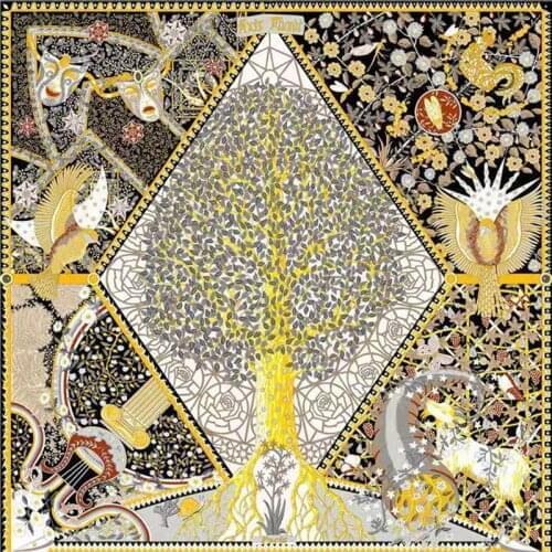 Twill Silk Scarf Printed Square Scarves Women Bandana Shawls 130*130cm Luxury Brand Foulard Scarves Wraps For Ladies Echarpe