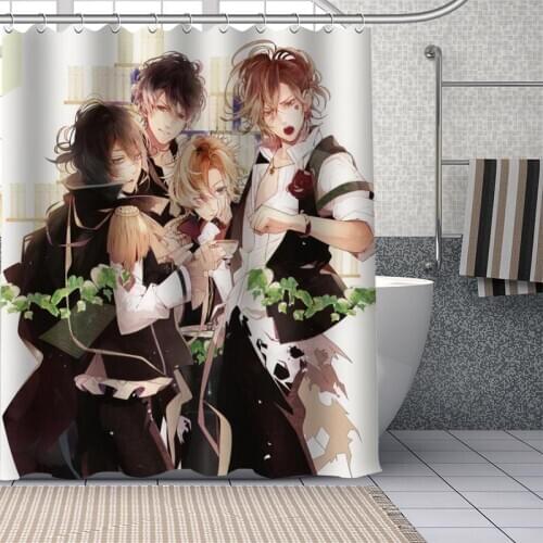 Diabolik Lovers Custom Pattern Polyester Bath curtain Waterproof Shower Curtains DIY Bath Screen Printed Curtain for Bathroom