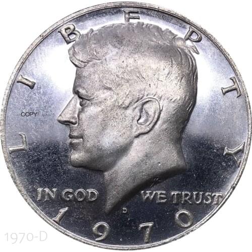United States 1970 D Coin Of America Liberty 1/2 Kennedy Half Dollar USA Metal China Casting Cupronickel Silver Plated Coins
