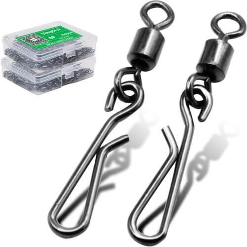 50-100pcs/box Fishing Swivels Connector 4#-12# Interlock Pin Snap Rolling Swivel For Fishhook Lure Carp Fish Snap Accessories