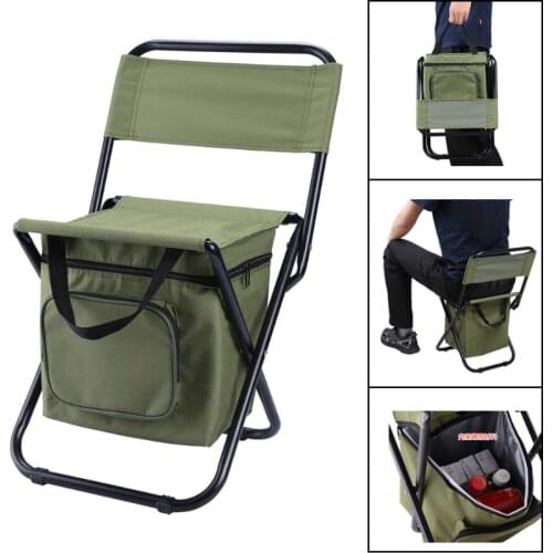 Portable Folding Chair with Storage Bag Fishing Chair with Backrest Insulation Function Leisure Camping Folding Chair Lawn Chair