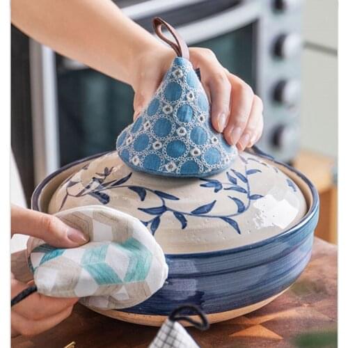 Japanese Style Heat Resistant Glove Kitchen Anti-scalding Triangle Pot Handle Cap Heat Insulation Gloves Kitchen Bakeware Tool