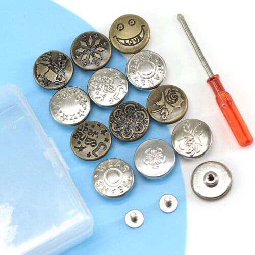 10Pcs Jeans Button Waist Adjustment Buttons Snap Fastener Buttons ,For Jeans Free Nail Twist Sewing Buttons