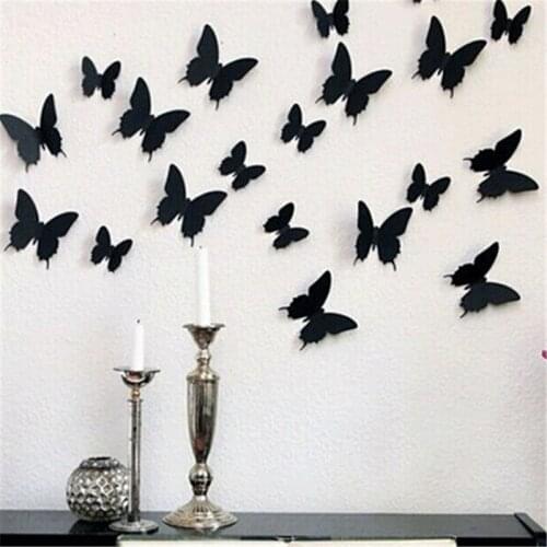 12Pcs/Lot PVC 3D DIY Butterfly Wall Stickers Home Decor Poster for Kitchen Room Adhesive to Wall Decals Decoration