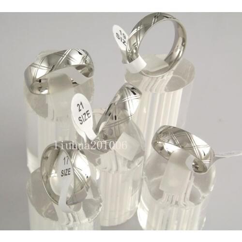 24 pcs 6mm Plated Ring Engraved Flowers High Polishing Comfort Fit Stainless Steel Rings Fashion Jewelry Free Shipping