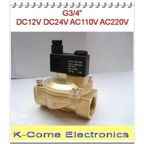 3/4'' Pilot Operated Solenoid Valve 2 Way Brass Valve 2V250-20 Air Oil Water Pneumatic Fluid Control Valves 12v 24v 110v 220v