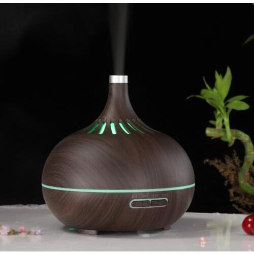 400ml Ultrasonic Hollow Wood Grain Air Humidifier Electric Aromatherapy Essential Oil Diffuser 7 Color Night Lights With Timer