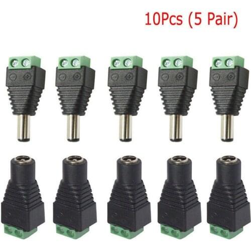 5pcs Female +5 Pcs Male DC Connector 2.1*5.5mm Power Jack Adapter Plug Cable Connector For 3528/5050/5730 LED Strip Light