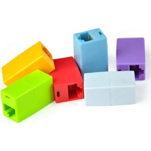 Candy Color Female To Female Network LAN Connector Adapter Coupler Extender RJ45 Connector Cable Extension Converter 20pcs/lot