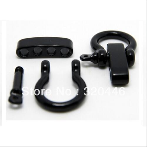 Fast Free ship 10pcs/lot Black Adjustable bow Shackles Stainless Steel for Paracord Survival