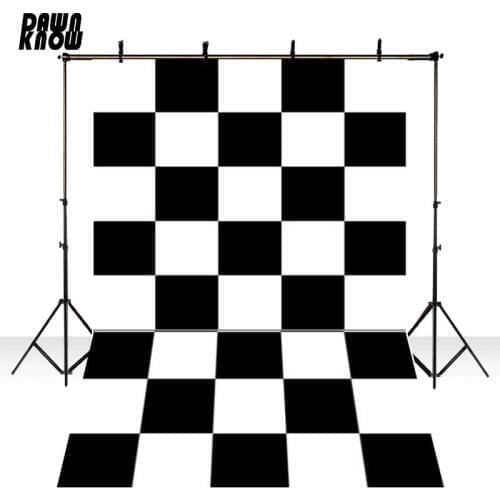 DAWNKNOW Black White Grid Vinyl Photography Background Chevron Pattern Polyester Backdrops For Children Photo Studio F978