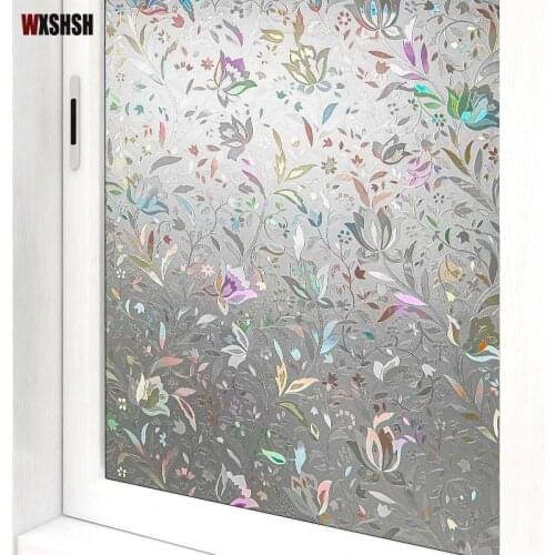 Blooming Flower Glass Film Static Cling PVC Privacy Protection Thermal-Insulation 3D Laser Reusable Removable Film Drop-Shipping