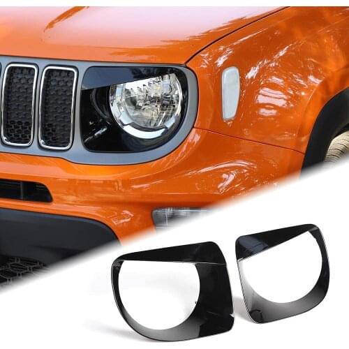 For Jeep Renegade 2019 2020 Car Front Grille Inserts Angry Bird Style Headlight Bezels Covers Decoration Stickers ABS Black 9PCS