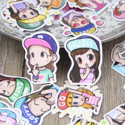 40pcs Baseball Cap Cute Girl Scrapbooking Stickers Girls DIY Decorative Paper Pack for Laptop Phone Case Vacuum Flask Cup Mug