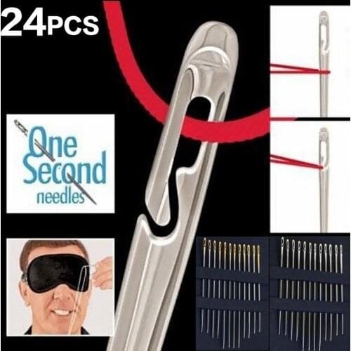 12pcs Sewing Needles 3.6-4.2cm Side Opening Hole Fast Throughing Stainless Steel Darning Hand Needle Tools Home DIY Jewelry