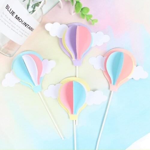 Colorful Hot Air Balloon Cake Toppers Cloud Ballon Cake Decor t Birthday Cake Decor Happy Birthday Party Decor Kids Boys Girls