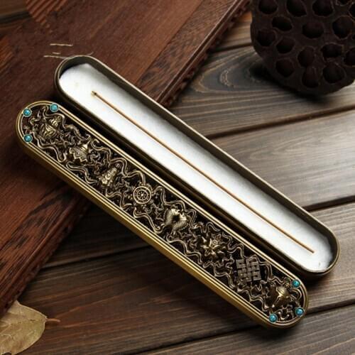 Indoor Buddhist Incense Burners Gorgeous Carving Eight Treasures Alloy Lying Incense Smoke Auspicious Pearl Incense Line Burner