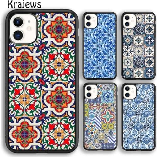 Krajews Moroccan Tiles Pattern soft Phone Case Cover For iPhone 5s 6s 7 8 plus X XS XR 11 12 pro max Samsung Galaxy S7 S8 S9 S10