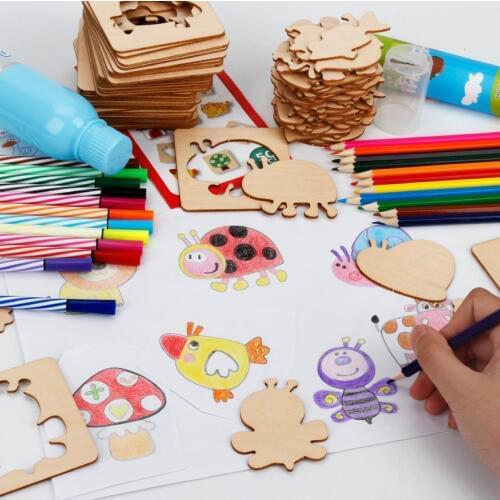 Children watercolor strokes painting graffiti tool set early education educational toys wooden painting graffiti board M112