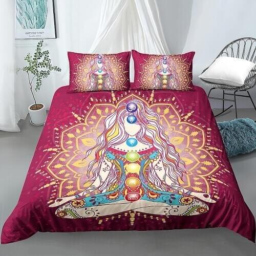 Meditation Chakra Bedding set Boho Bedding Mandala Duvet Cover With Pillowcase Home textiles 2/3Pcs Duvet Cover Set