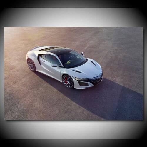 Acura NSX White Car Sportscar Wall Art Posters Canvas Print With Wooden DIY Framed Painting For Living Room Decor Boys Gif