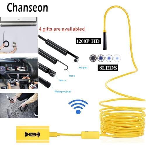 New 8MM Wifi Micro Endoscope 1200P HD Endoscope Camera Megapixels For IOS Android Waterproof Camcorder Engine Borescope Pipe