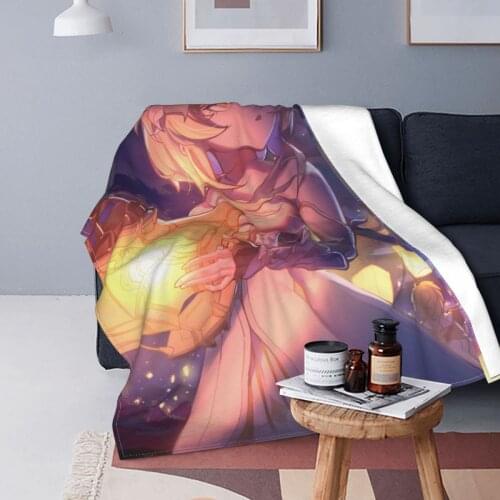Genshin Impact Blankets Velvet Summer Lumine Electronic Games Breathable Lightweight Thin Throw Blanket for Sofa Couch Bedspread