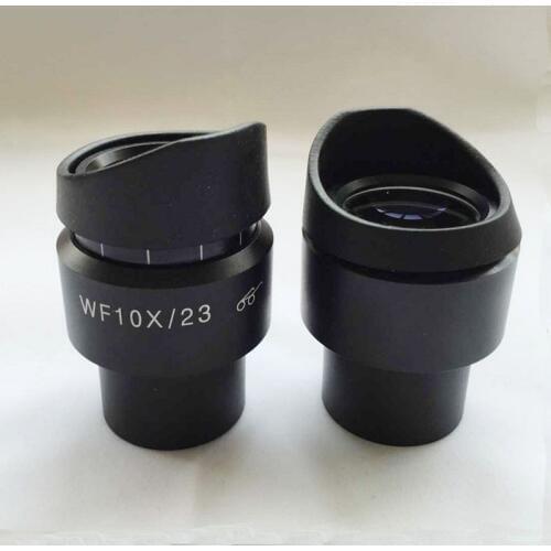 2pcs Adjustable WF10X /23mm Stereo Microscope eyepieces High eyepoint Wide angle lens with eye protection Mount 30mm