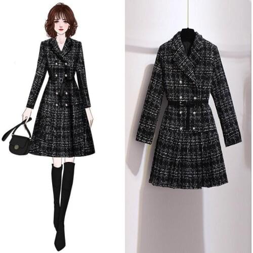 Autumn Winter Cashmere Female Jacket Women Long Casual Plaid Coat Thick Warm Woolen Coat Double Breasted Jackets Outwear X195