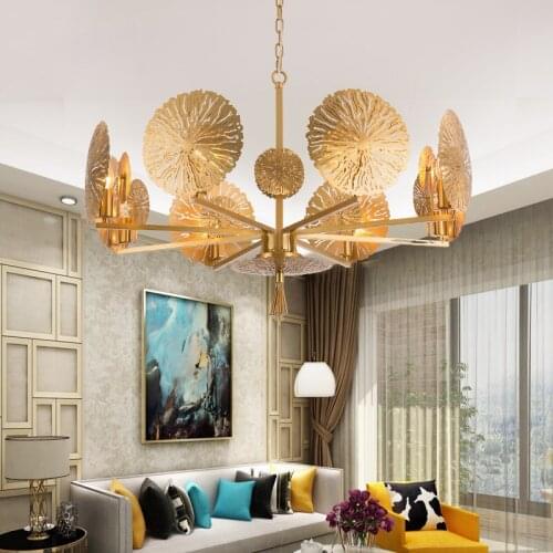 Simple hollow creative luxury study designer living room restaurant hotel fashion art copper chandelier