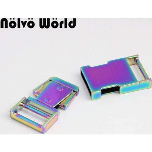 Nolvo World 5-20-100pcs 65X25mm 1 inch Iridescent Rainbow finish Side Release Buckle For Dog Pets Dollar Accessories