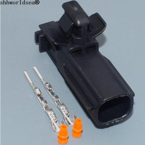 Shhworldsea 2 pin car waterproof auto connector(black white clip) 0.6 male,terminals and seal waterproof plugging 6188-4797