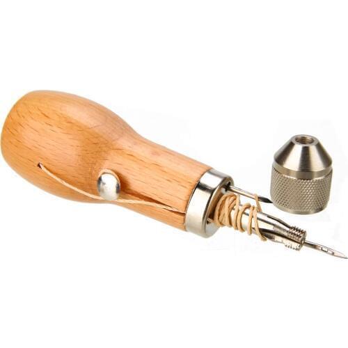 1pcs Leather Sewing Awl Tool Kit Needle and Waxed Thread Leather Sail Canvas Repair Leather Tools Sewing Accessories