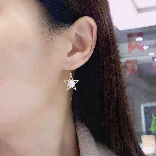 Shilovem 18k yellow Natural freshwater pearls Drop Earrings fine Jewelry women trendy anniversary Christmas gift myme7-7.5966zz