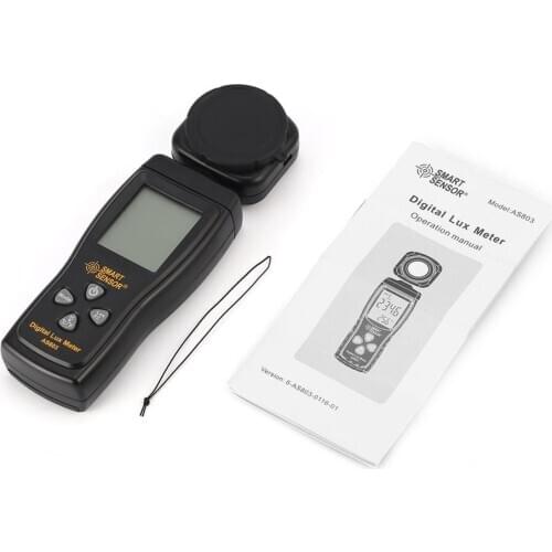 SMART SENSOR AS803 Digital Lux Meter Luminance Tester Light Meter 1-200000 Lux Tools Photometer Spectrometer Actinometer