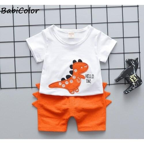 BabiColor Baby Boys Cartoon Clothing Set Summer Kids Boys Tracksuit infant Newborn Outfits Cotton T-shirt+shorts 2pcs