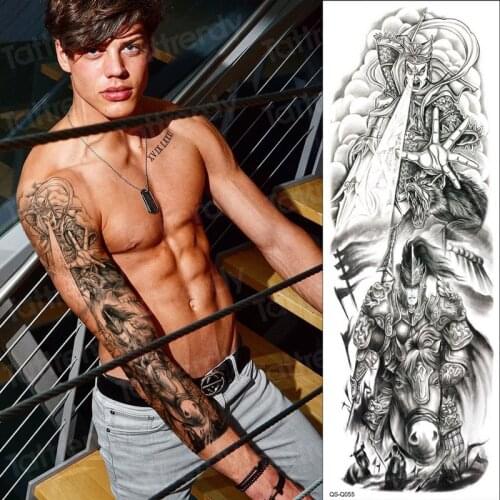 Temporary tattoo sticker men large arm sleeve tattoo waterproof mens fake tattoo boys water transfer tattoo long sleeve body art