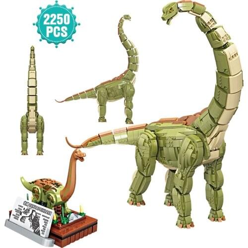 High-tech Ideas Jurassic Dinosaur Animal World Building Blocks Dinosaur Brachiosaurus Animal Bricks Toys Gift For Children