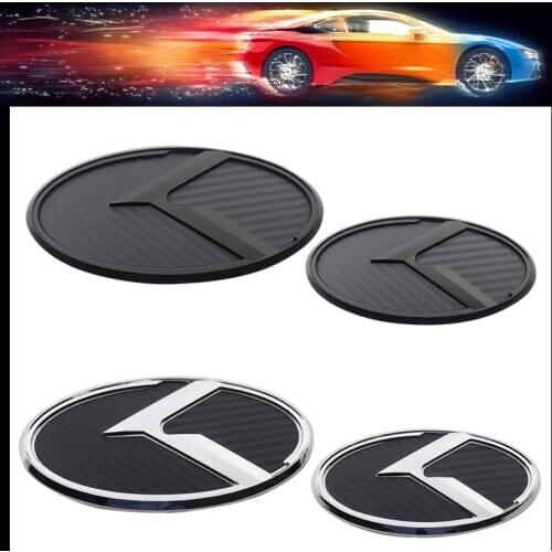 1pair 3D Premium ABS Carbon Fiber K Logo Front Grill Rear Badge Decal Emblem Badge Sticker For OPTIMA Rio Forte Senda k900