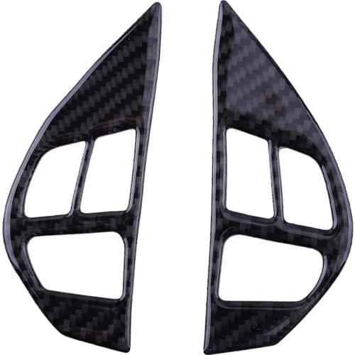 1 Pair Car Carbon Fiber Steering Wheel Trim Button Cover Decoration Fit For Mitsubishi Lancer Evo 2008 2009 2010 2011 2012-2015