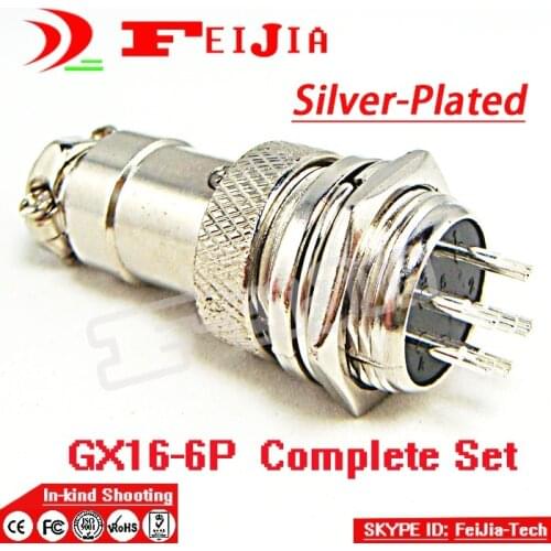 10set/pack 6 Pin 16mm [Silver-plated] Wire Panel Connector kit GX16-6P Socket+Plug,RS765 Aviation plug interface Free Shopping