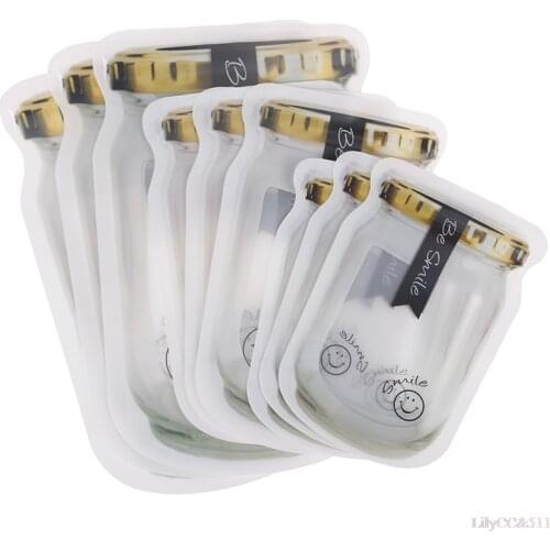 10pcs/set Reusable Jar Bottles Bags Candy Cookies Bag Seal Fresh Food Storage Zip Lock Bag