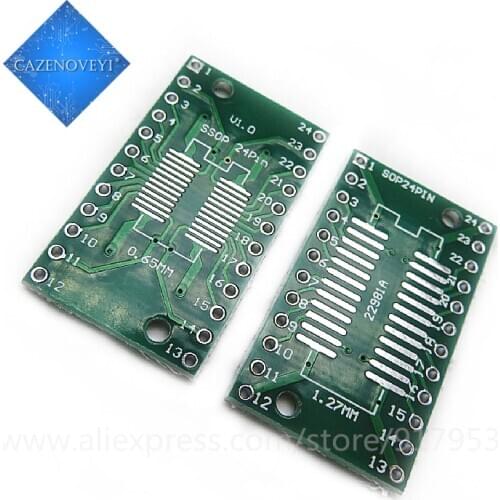 10pcs/lot SOP24 SSOP24 TSSOP24 to DIP24 PCB Pinboard SMD To DIP 0.65mm/1.27mm to 2.54mm DIP Pin Pitch PCB Board Converter Socket