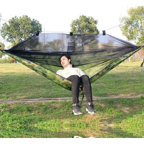 2 Sets Portable Camping Parachute Hammock with Mosquito Net Survival Garden Outdoor Leisure Sleeping Travel Hammock Mosquito Net