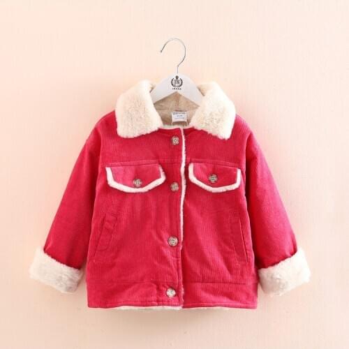 2021 New Warm Grils Winter Coat for Girls Kids Plus Velvet Jackets for 2-8 Years Olds Thicken Fleece Pockets Coats