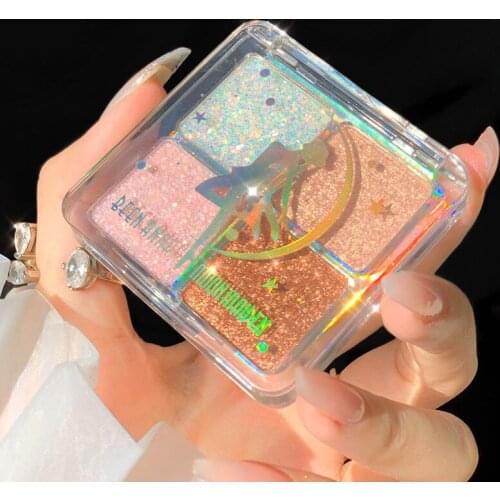 4Colors Glitter Eyeshadow Palette Diamond Shimmer Eyeshadow Set Glitter Eyeshadow Makeup Palette Long Lasting Eyeshadow Plaette