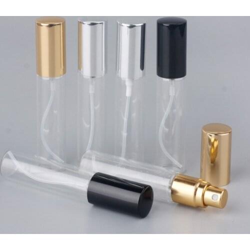 5 Pieces/Lot 10ml Aluminum Spray Perfume Bottle Atomizer Fine Mist Empty Transprant Glass Bottle Travel Bottles