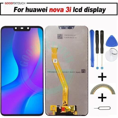 6.3" original For Huawei nova 3i LCD Display + Touch Screen Panel Digitizer Assembly with frame For Huawei Nova3i lcd 2340*1080