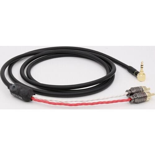 Hifi audio cable 2 rca to 3.5MM Right Angled Plug Connector hifi 1 to 2 audio video cable